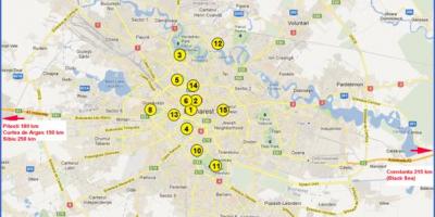 Kartta bukarestin nähtävyyksiä 
