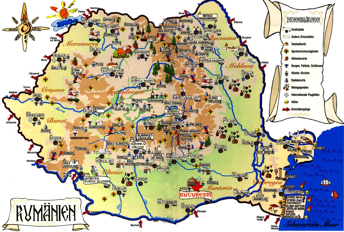 Bukarest turisti kartta - Bukarest nähtävyydet kartta (Romania)